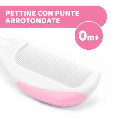 CHICCO Peine y cepillo de cerdas naturales Rosa