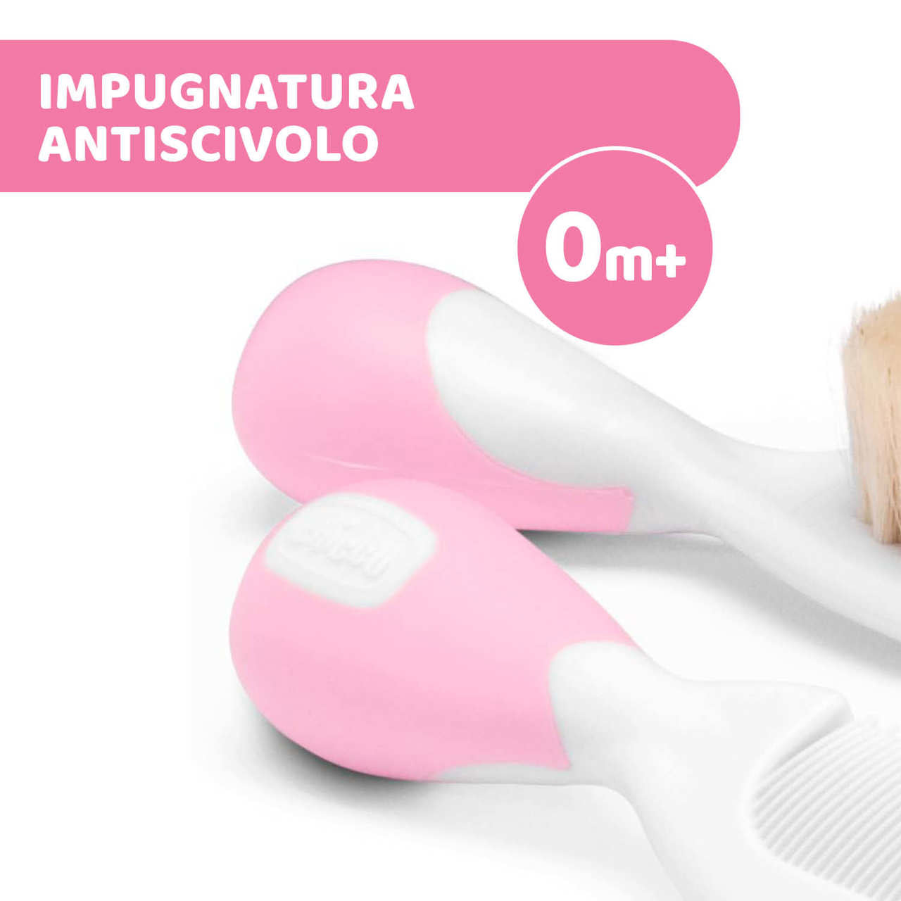 CHICCO Pettine e spazzola setole naturali Rosa