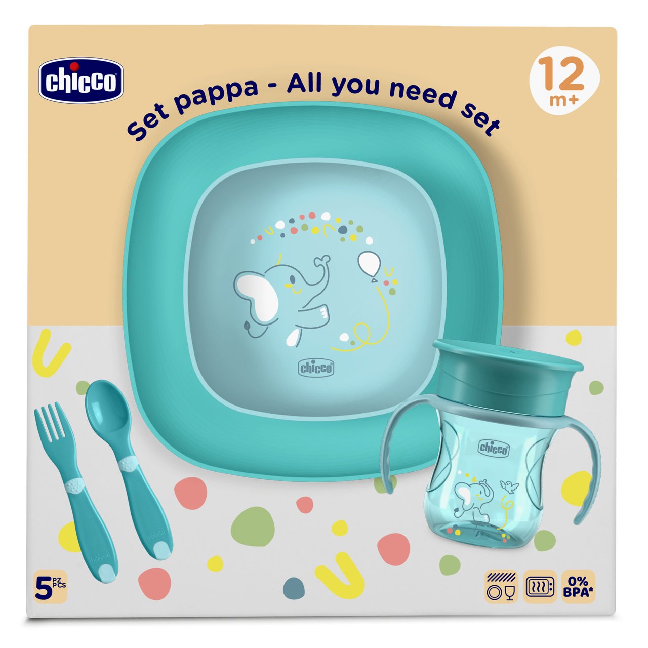Set Pappa Chicco 12m+ 4 pezzi azzurro