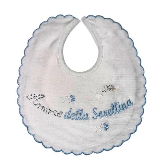 Bavetta elegante AMORE DELLA SORELLINA azzurro - Baby Shop Store