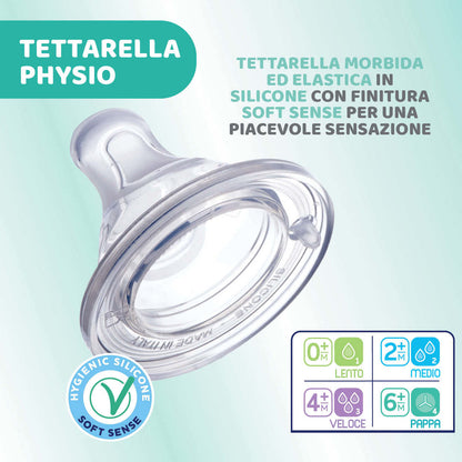 Biberon perfect 5 rosa 300ml in silicone 3 fori
