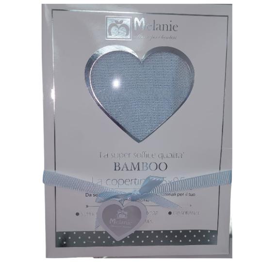 Copertina Melanie bamboo azzurra 75x95 - Baby Shop Store