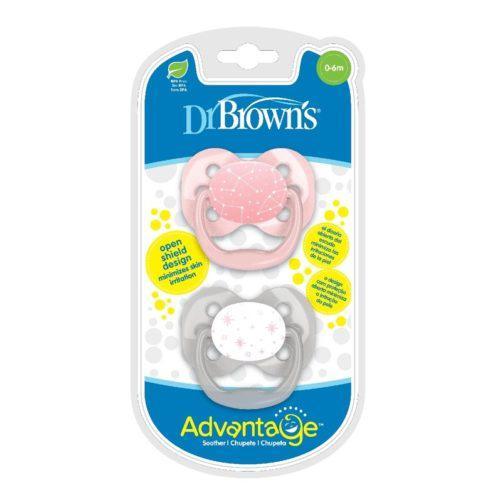 DrBrown's 2 Succhietti 0-6 rosa e bianco - Baby Shop Store