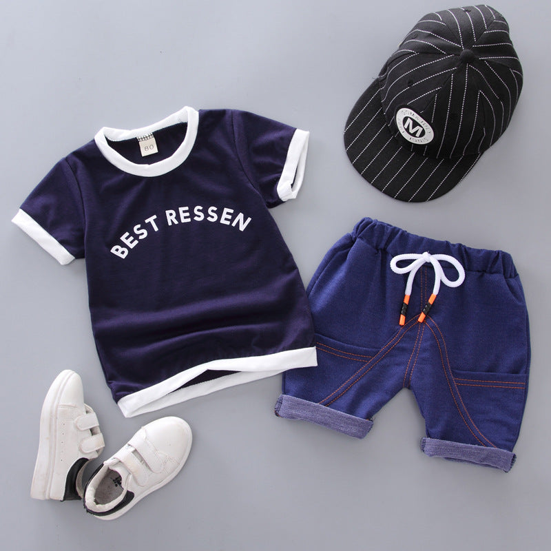 Completo Casual Bambino  T-shirt "Best Ressen" e Shorts con Coulisse