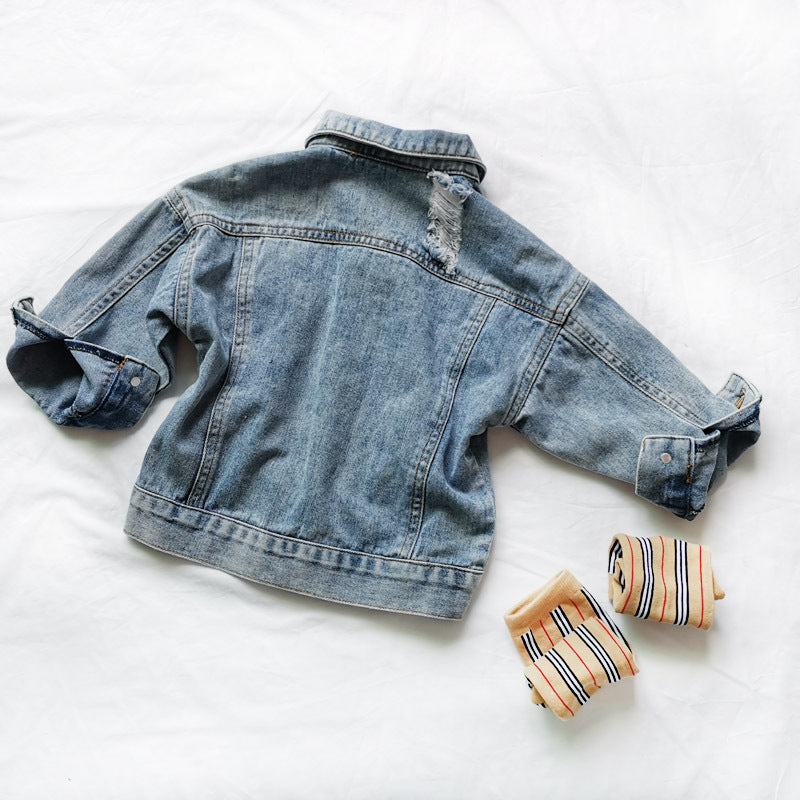 Giacca di jeans bambino/bambina con effetto strappato – Denim casual