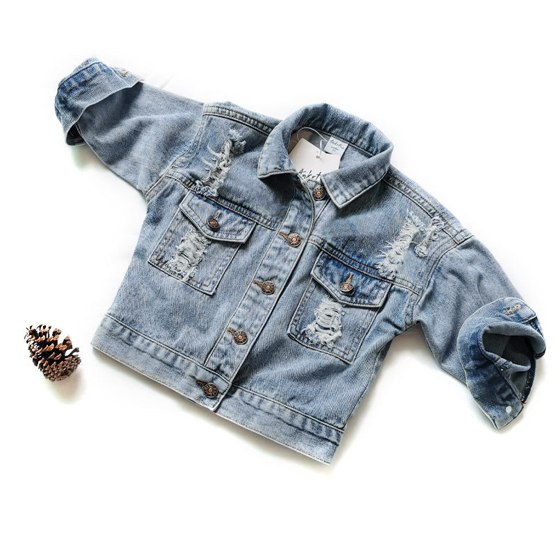 Giacca di jeans bambino/bambina con effetto strappato – Denim casual