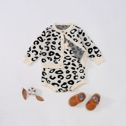 Completo bimba  in Maglia Animalier - Cardigan e Body