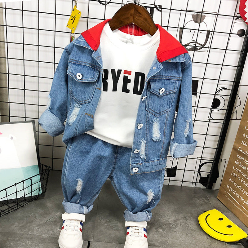 Set Jeans Bambino con Giacca in Denim e Cappuccio – Urban Style Casual