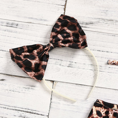 Completo estivo bambina 3 pezzi   Animalier, paillettes e denim