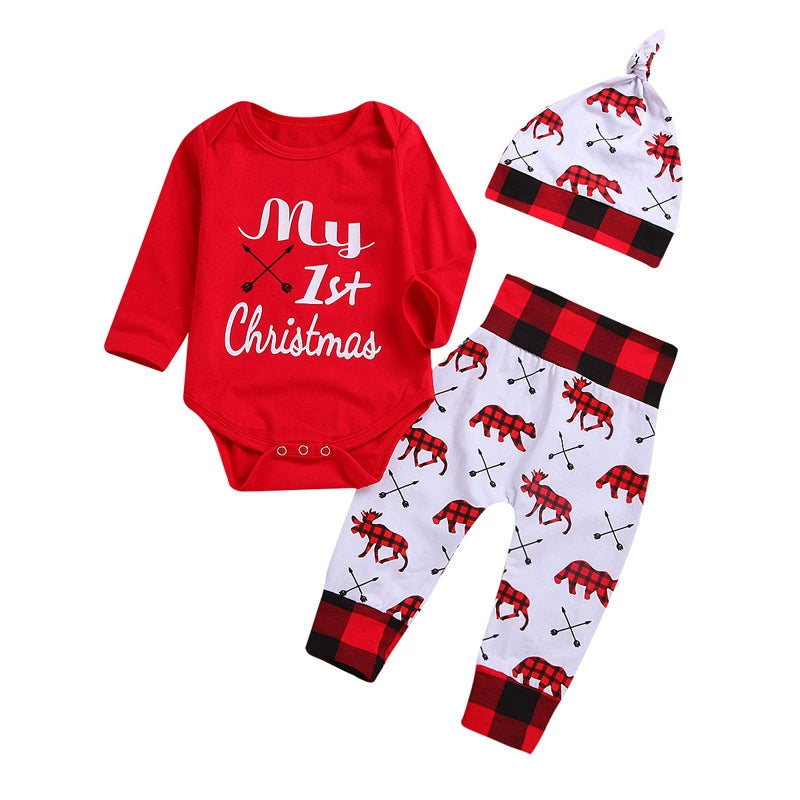 Set Neonato 3 Pezzi “My 1st Christmas” – Body, Pantaloni e Cappellino