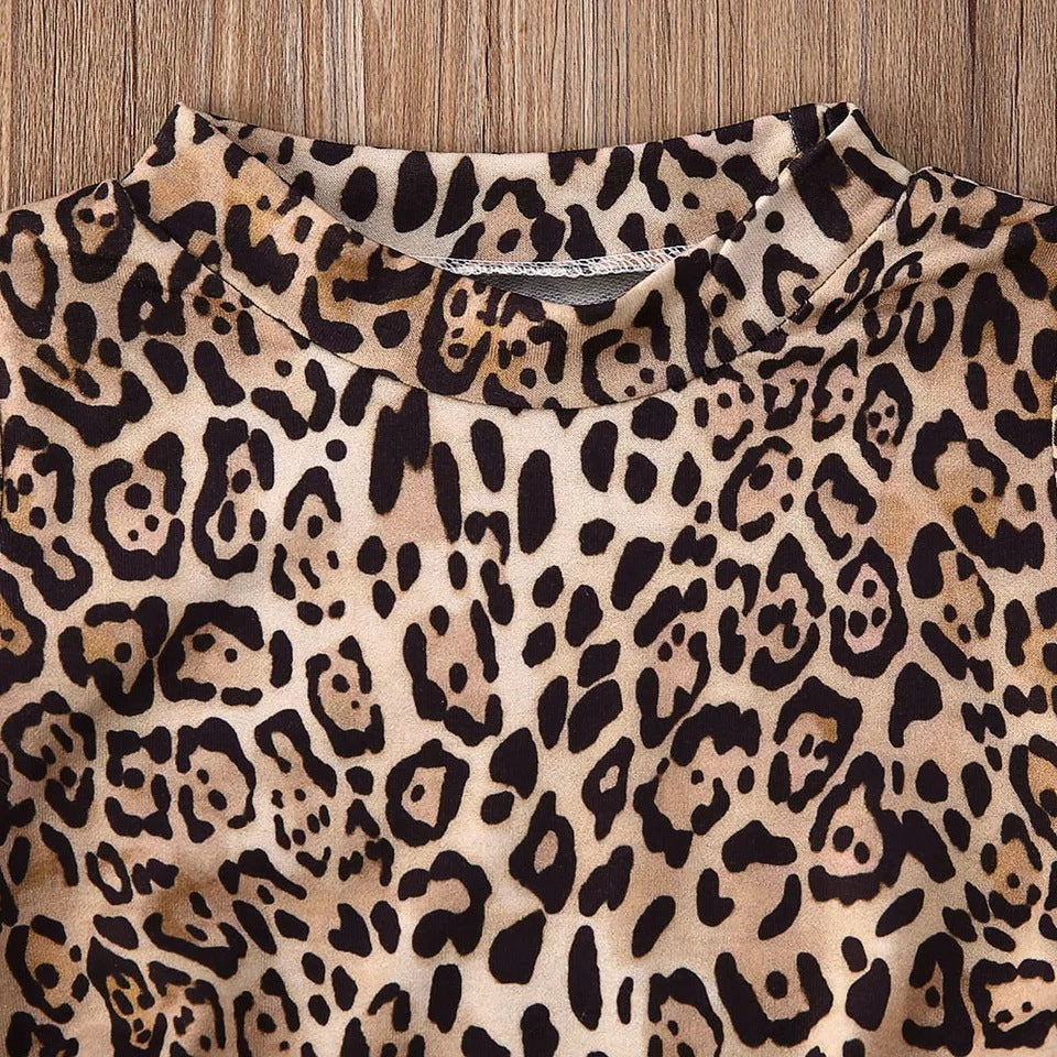 Set Bambina Animalier: Top con Nodo e Pantaloni a Zampa