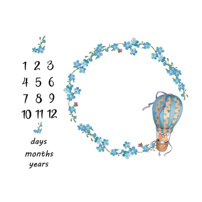 Coperta Mesiversario fotografica per neonati – Mongolfiera dei fiori azzurri