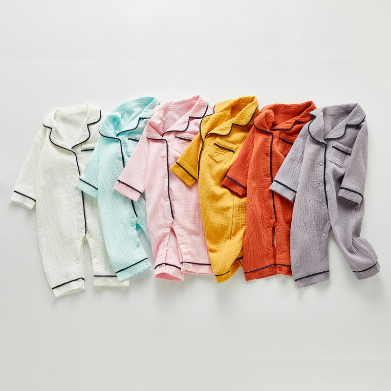 Pigiama Neutro Bimba/ Bimbo in Cotone Morbido - Modello con Bordi a Contrasto