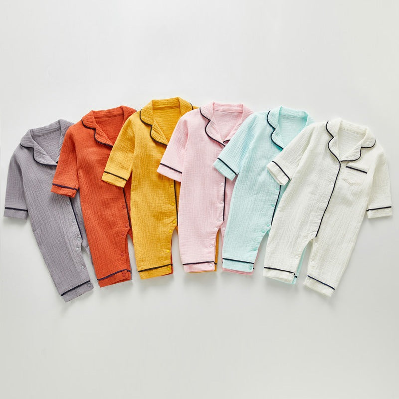 Pigiama Neutro Bimba/ Bimbo in Cotone Morbido - Modello con Bordi a Contrasto