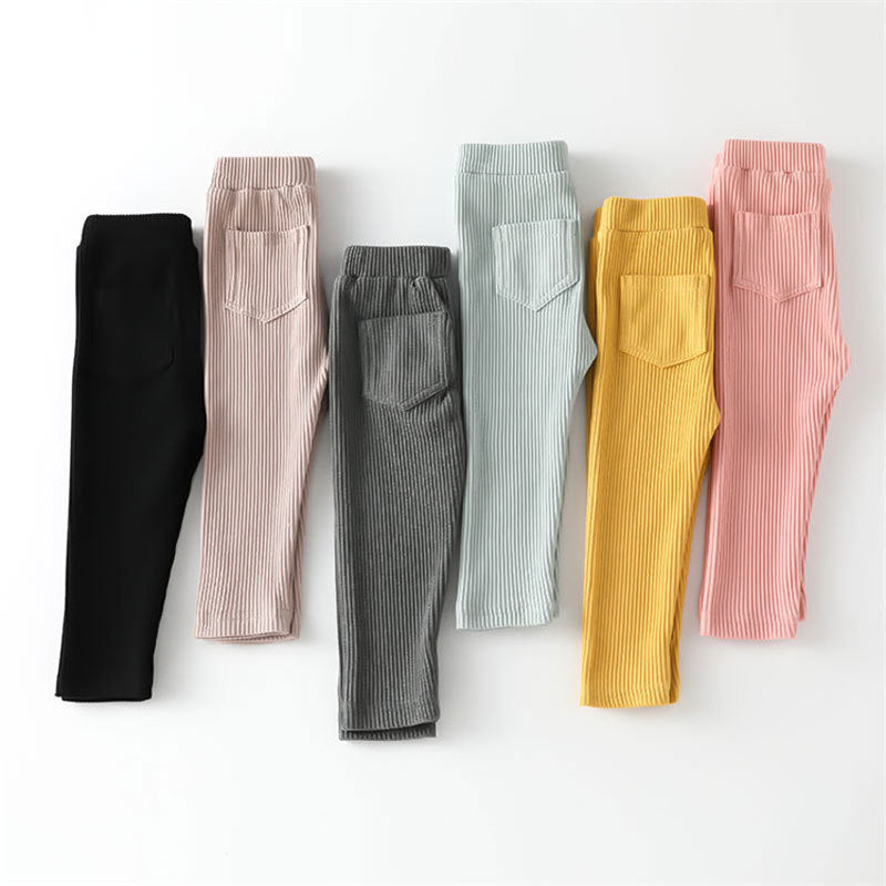 Leggings a Costine per Bambini – Morbidi ed Elasticizzati con Tasca Posteriore