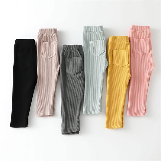 Leggings a Costine per Bambini – Morbidi ed Elasticizzati con Tasca Posteriore