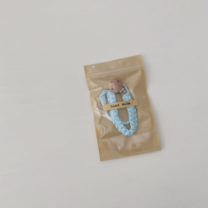 Catenella Porta Ciuccio in Cotone Intrecciato con Clip in Legno – Vari Colori