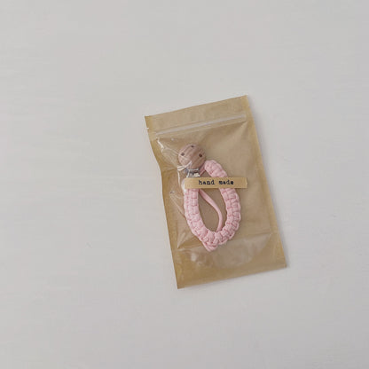Catenella Porta Ciuccio in Cotone Intrecciato con Clip in Legno – Vari Colori