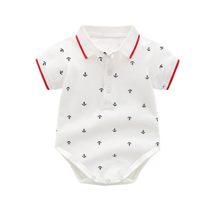 Completo estivo bimbo stile marinaio con body, pantaloncini e bretelle