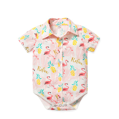 Body Camicia Estiva per Neonato   Flamingo e Ananas “Relax”