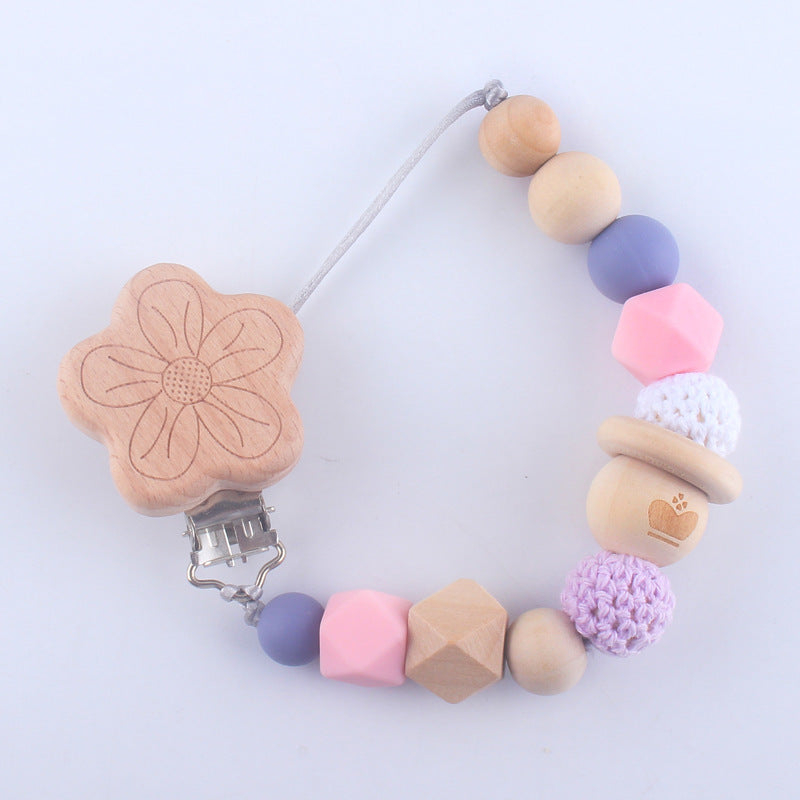 Catenina  in Silicone e Legno Naturale con Clip