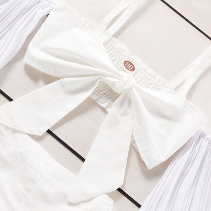 Completo Estivo Bambina  Top con Maniche a Palloncino e Gonna Pantalone Asimmetrica