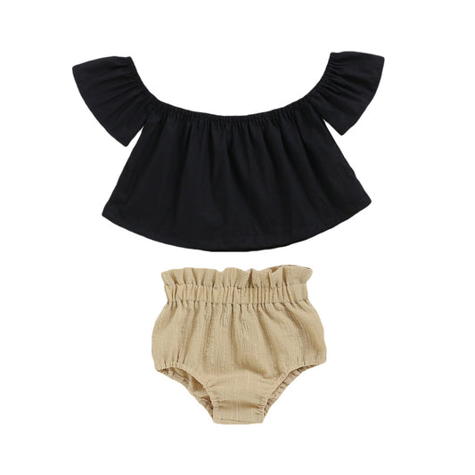 Set Top Nero e Copri Pannolino Beige - Eleganza e Comfort per le Piccole Fashioniste