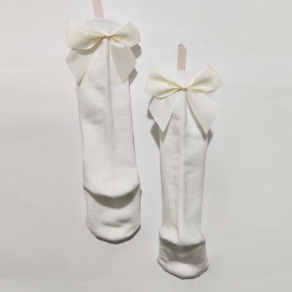 Calzini al ginocchio bambina con fiocco in raso posteriore – Vari colori