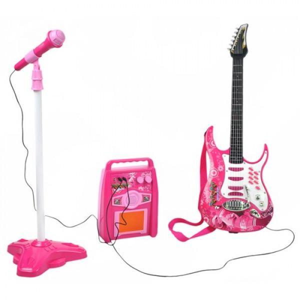 Microfono con asta e chitarra rosa - Baby Shop Store