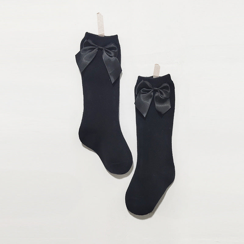 Calzini al ginocchio bambina con fiocco in raso laterale – Vari colori (Copia)