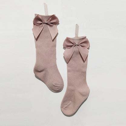 Calzini al ginocchio bambina con fiocco in raso laterale – Vari colori (Copia)