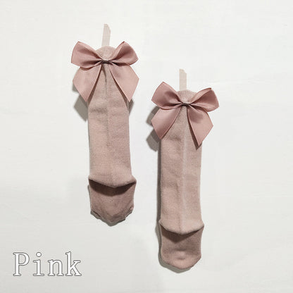 Calzini al ginocchio bambina con fiocco in raso posteriore – Vari colori
