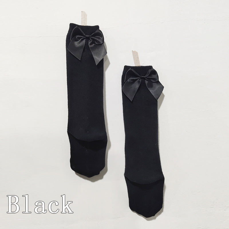 Calzini al ginocchio bambina con fiocco in raso posteriore – Vari colori