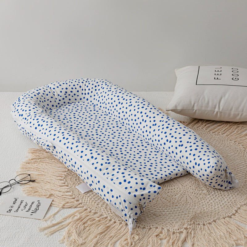 Nido Neonato Fantasia Pois Blu – Lettino Portatile Morbido Unisex