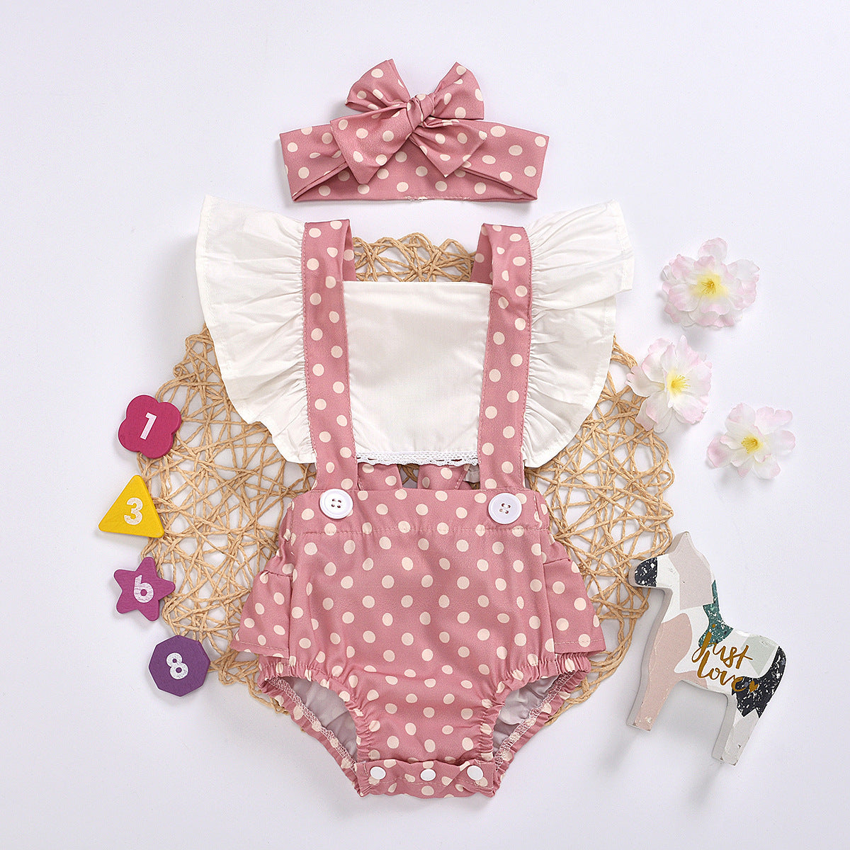 Pagliaccetto Rosa Pois con Fascia bimba