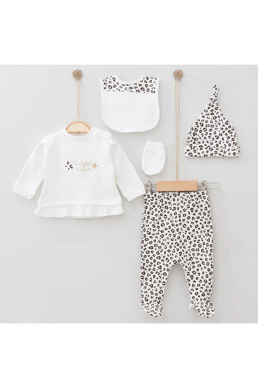 Set Neonata 5 Pezzi in Cotone Leopardato "Bright Dreams"