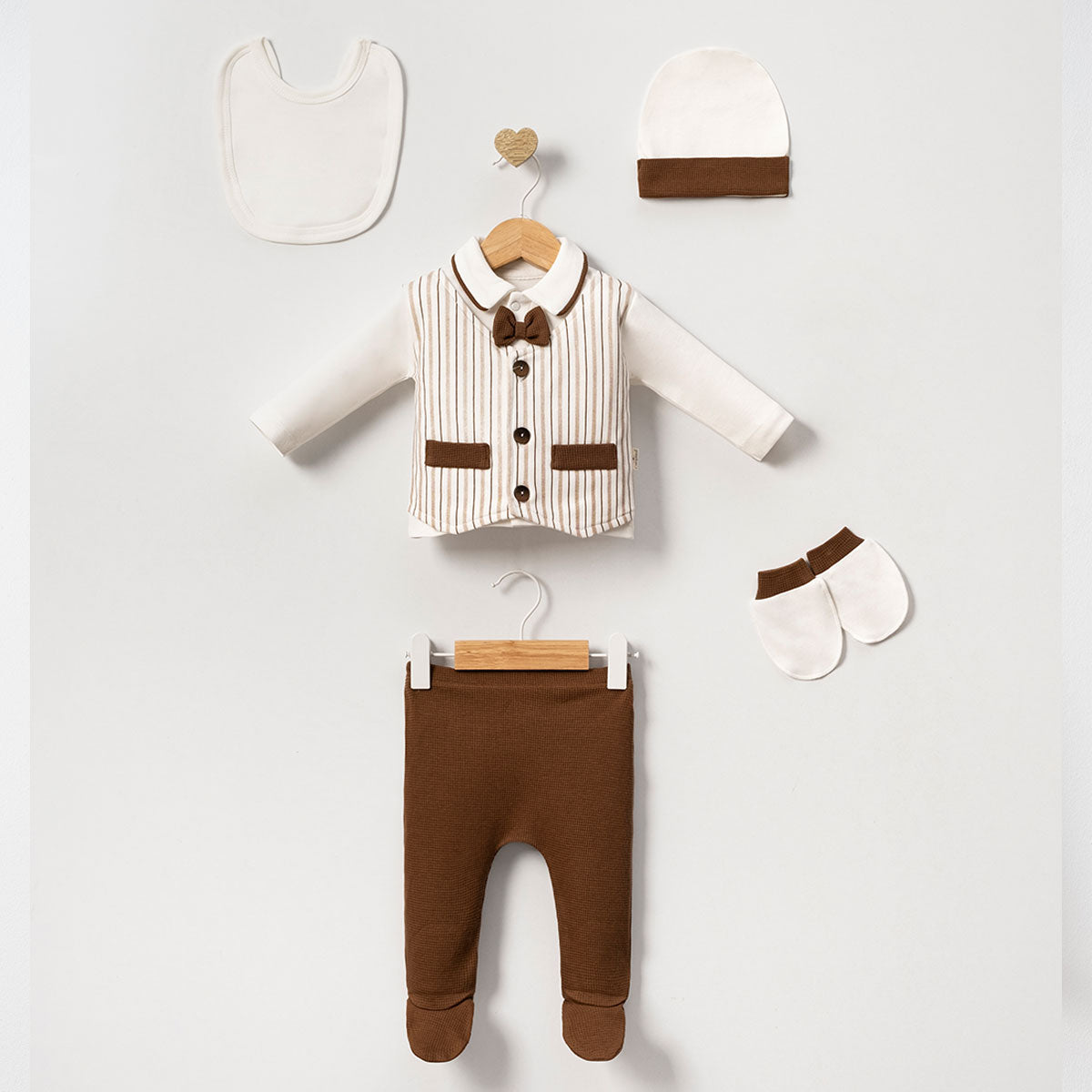 Set 5pz bimbo/ neonato  Elegante 100% cotone 0-3 mesi