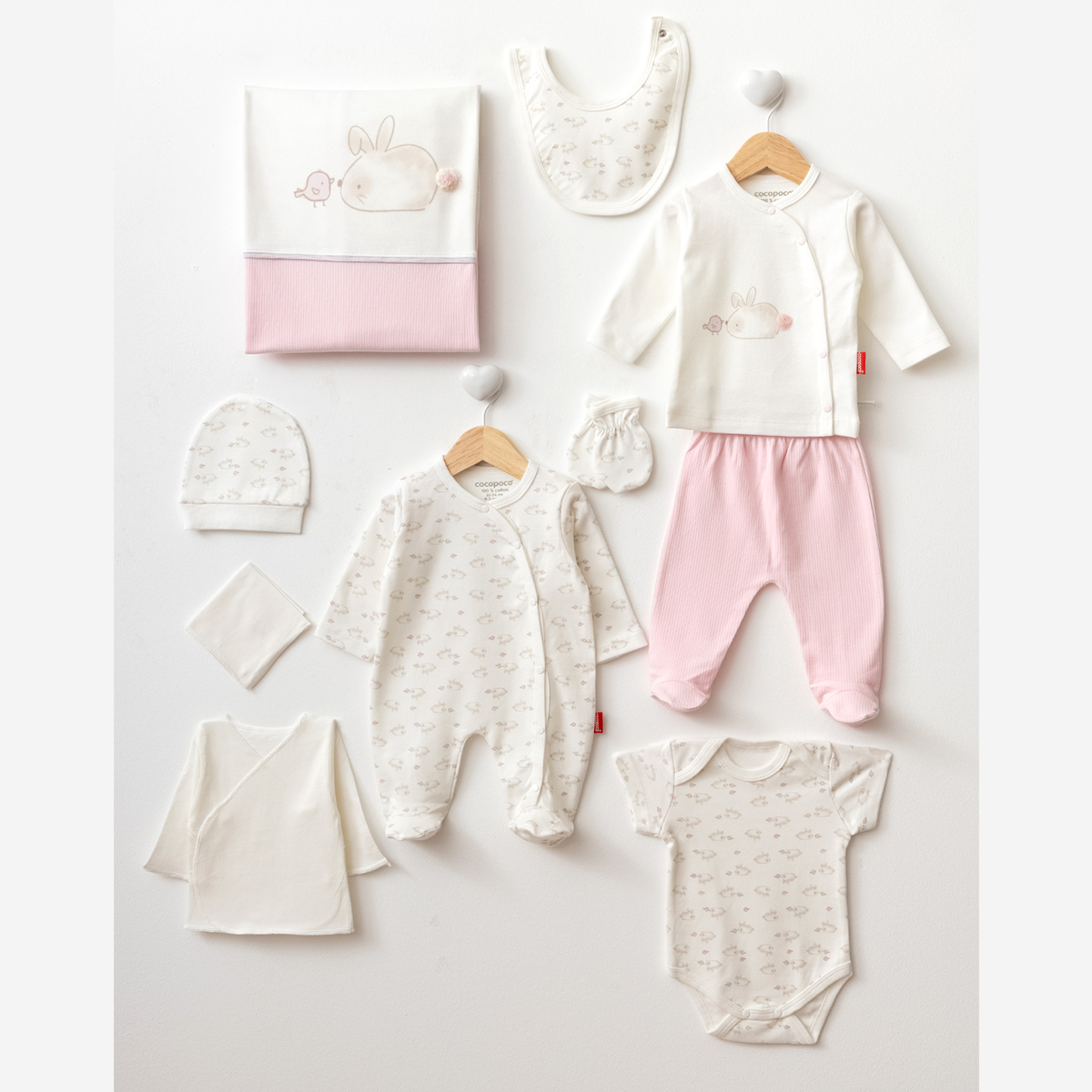 Juego de canastilla de algodón cálido para bebé de 0 a 3 meses, 10 piezas