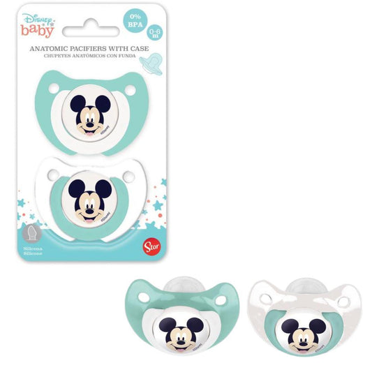 2 ciucci Mickey mouse silicone 0-6mesi con astucci - Baby Shop Store