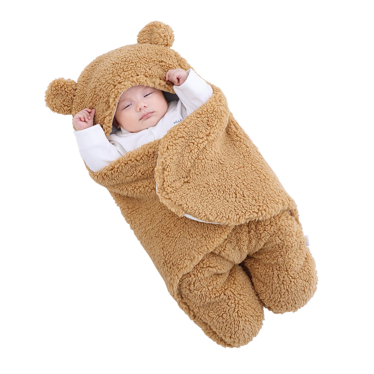 Sacco Nanna Invernale in pile orsetto per neonato – con cappuccio e orecchiette