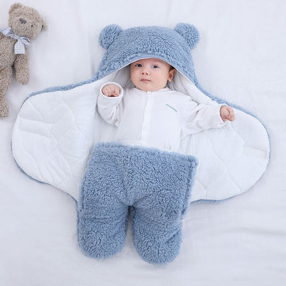 Sacco Nanna Invernale in pile orsetto per neonato – con cappuccio e orecchiette