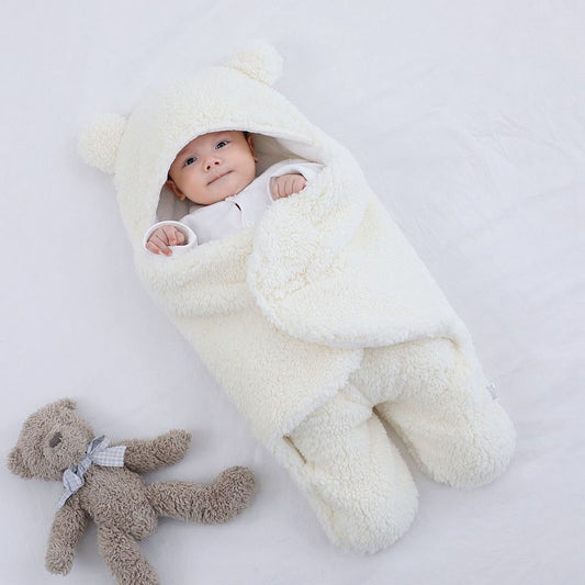 Sacco Nanna Invernale in pile orsetto per neonato – con cappuccio e orecchiette