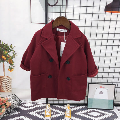 Cappotto Bambino Autunnale Doppiopetto – Elegante e Caldo con Tasche Laterali