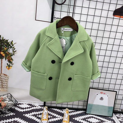 Cappotto Bambino Autunnale Doppiopetto – Elegante e Caldo con Tasche Laterali