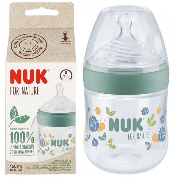 Biberon Nuk 150ml verde con indicatore di temperatura