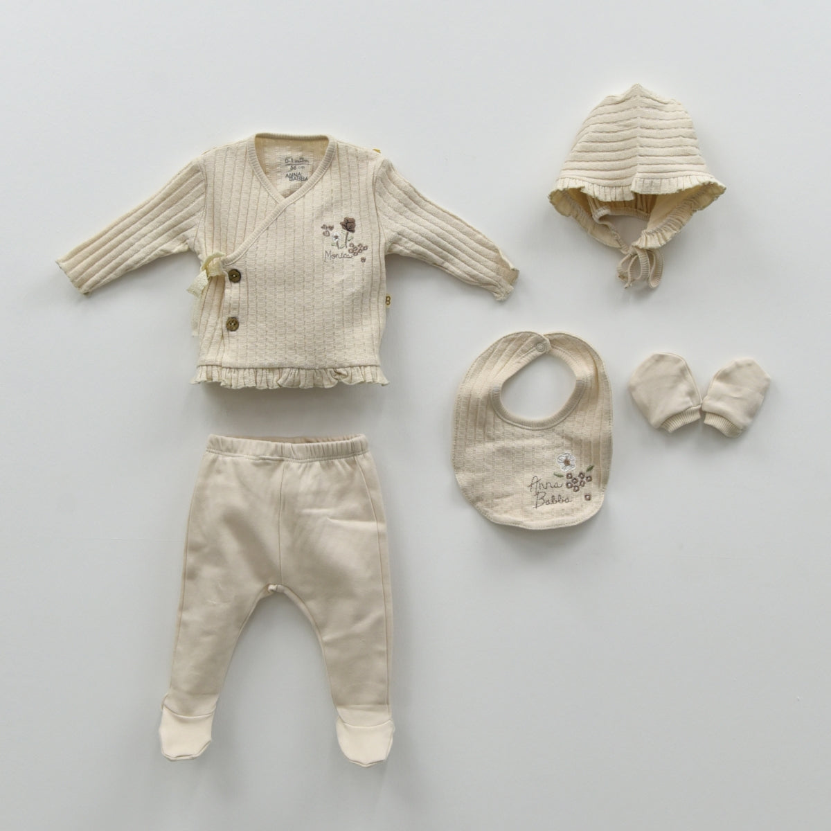Set Neonata/ Bimba in Cotone Morbido Beige
