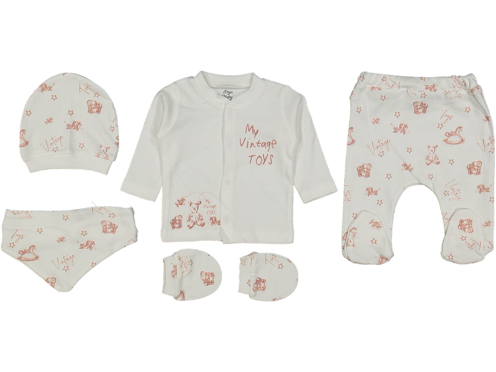 Set Nascita Neutro "My Vintage Toys" in Cotone arancione Bimbo/ Bimba