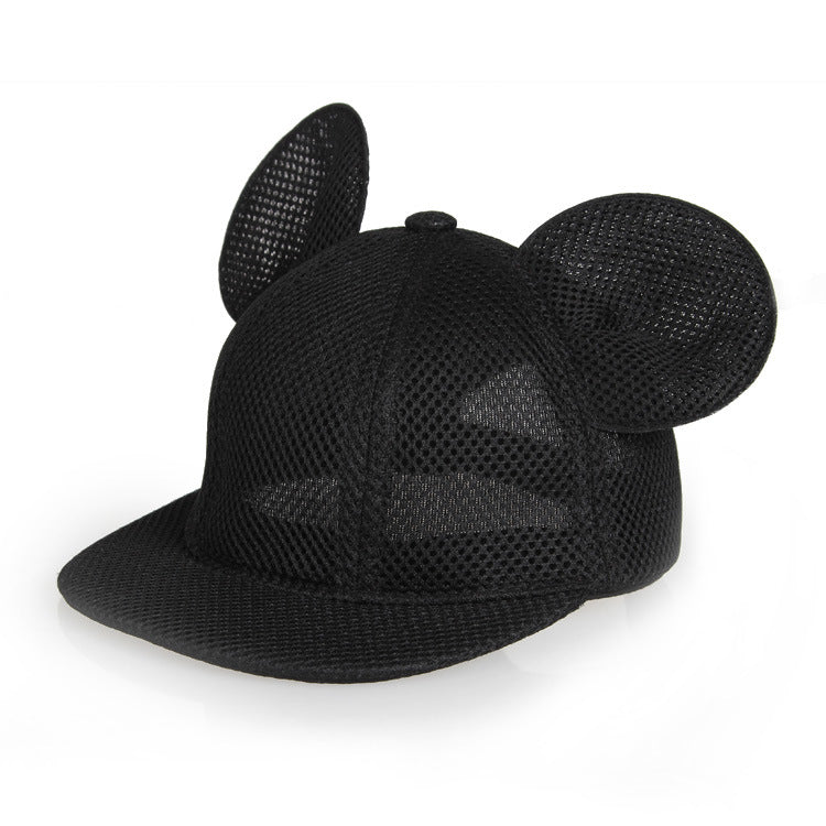 Cappellino nero estivo con orecchie  Design traspirante per bambini