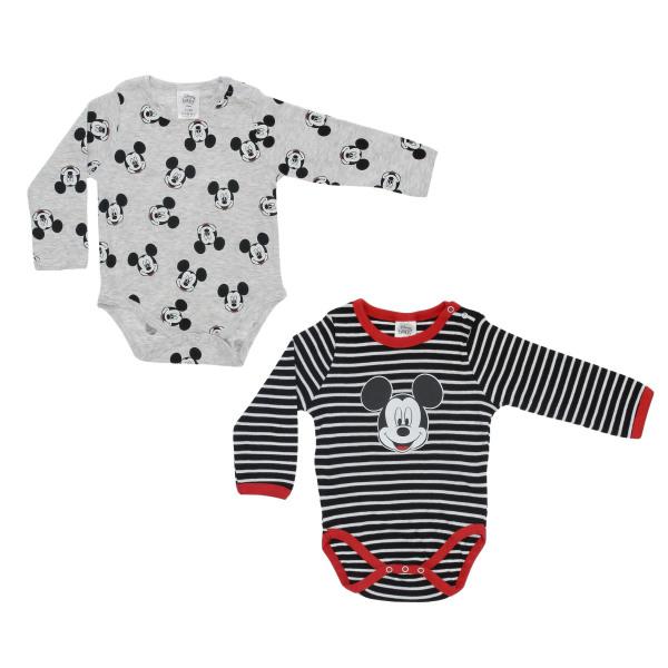 2 Body Cotone Mickey  Mouse manica lunga