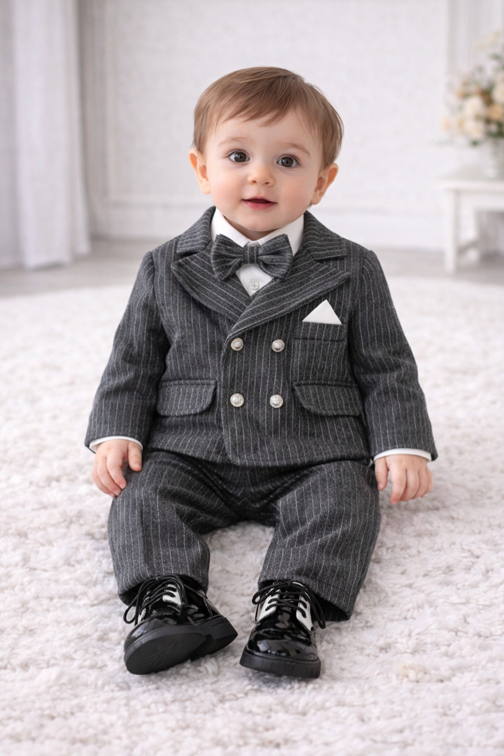 Completo Elegante Bambino Grigio Gessato – Autunno/Inverno